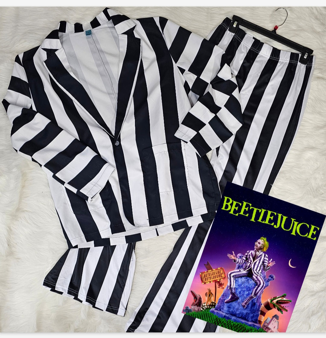 BeetleJuice Prison Stripe Blazer Women's