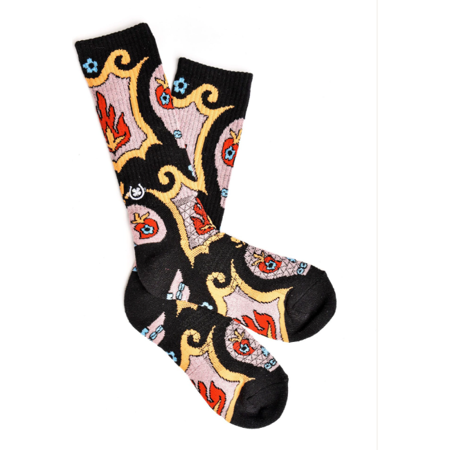 Lucky Skulls Black Western Performance Socks