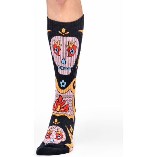 Lucky Skulls Black Western Performance Socks