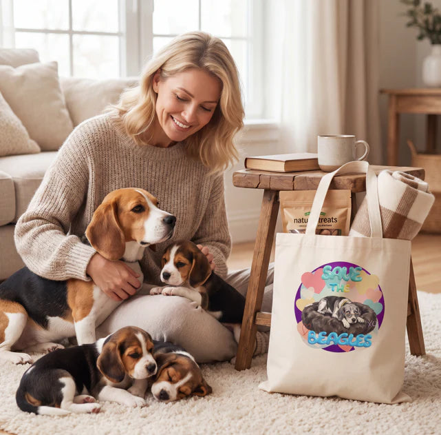 Baha Ranch Save The Beagles Cotton Tote Bag Made in America