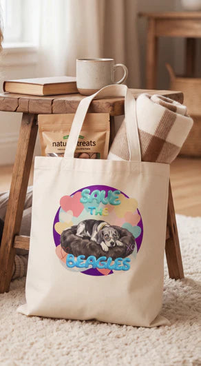 Baha Ranch Save The Beagles Cotton Tote Bag Made in America