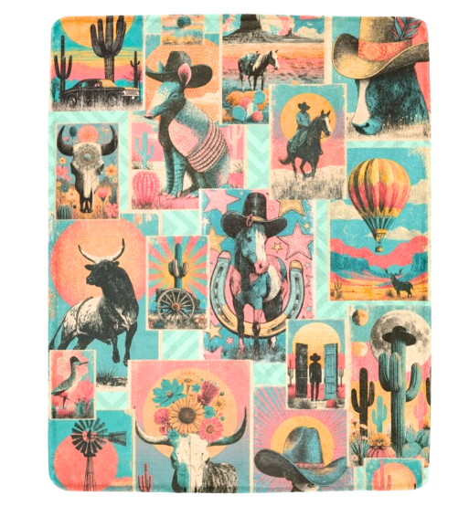 Honky Tonk Kitsch Collage Throw Blanket Ultra-Soft Micro Fleece 40" x 50" Made in America