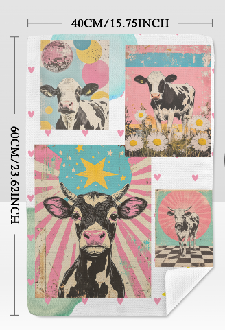 Baha Ranch Set of 2 For The love of cows Kitchen Towels Made in America