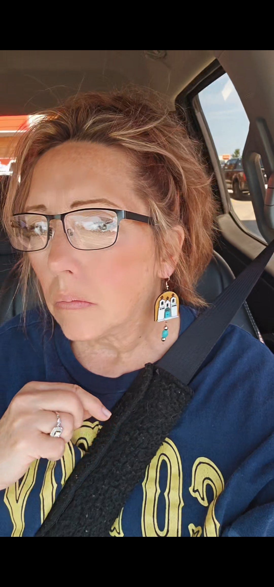 Baha Ranch 3D Print Santa Fe Adobe Church Turquoise Door New Mexico Earrings Made in America