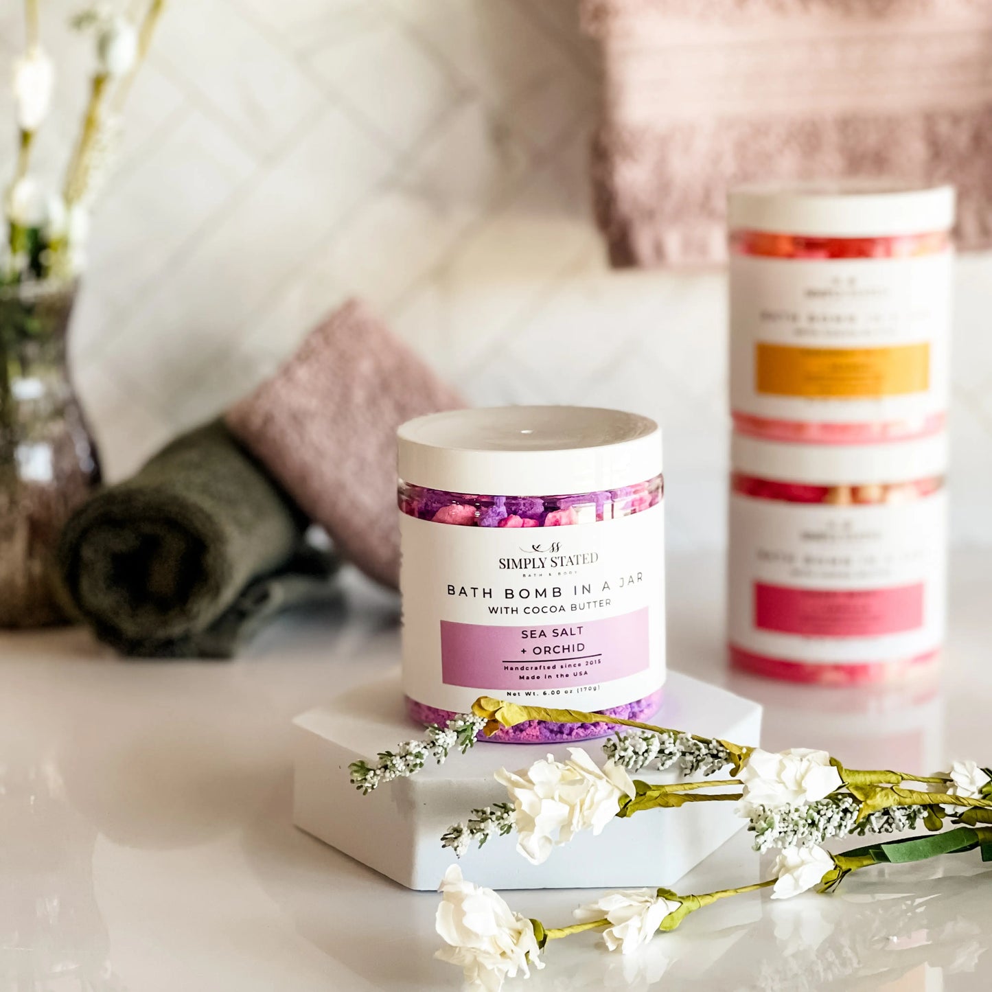 Simply Stated Sea Salt + Orchid Bath Bomb Powder