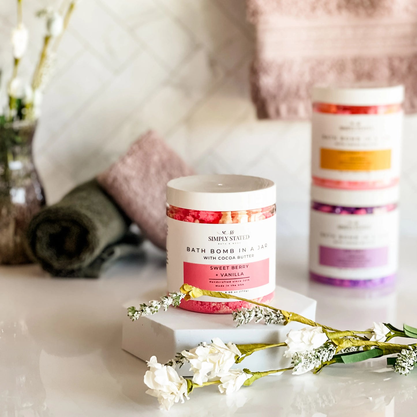 Simply Stated Sweet Berry + Vanilla Bath Bomb Powder