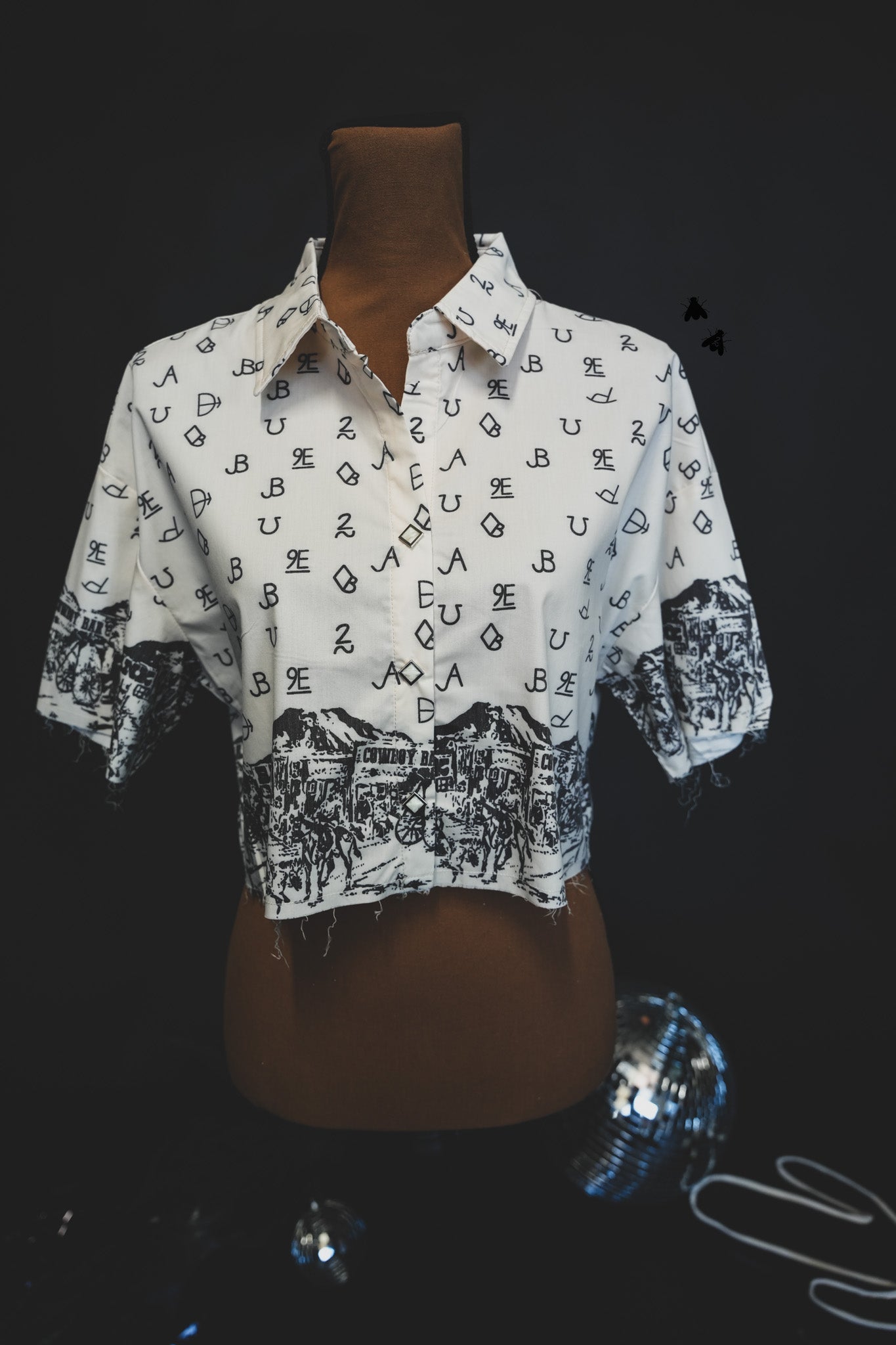 Tombstone Town Button Up Cropped Shirt