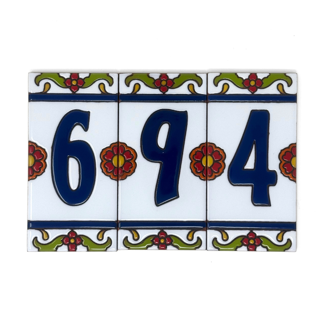 White Talavera Tile House Numbers