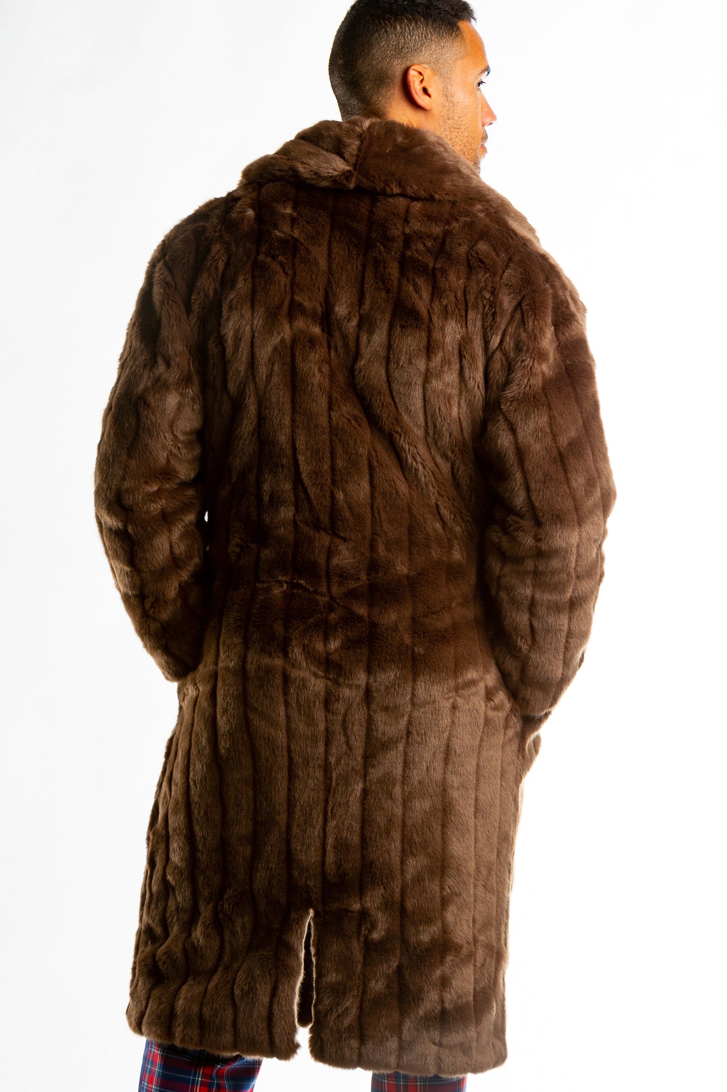 The Manhattan Mogul | Long Brown Black Label Faux Fur Coat