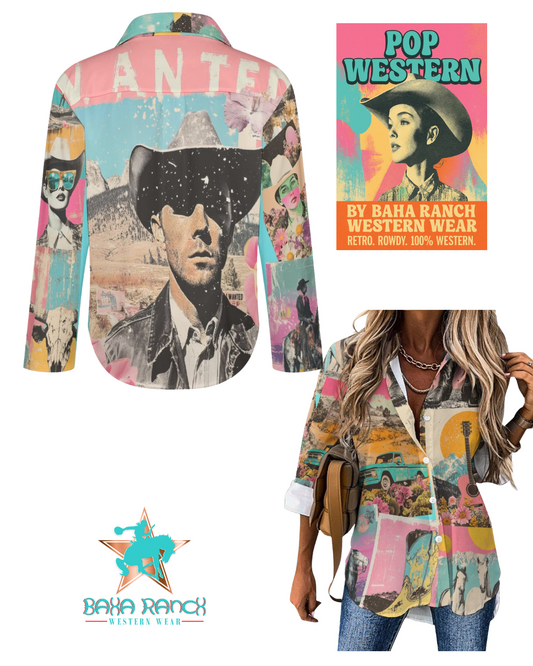 Pop Western Wanted Button Up Blouse