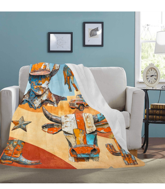 Western Ways Rustic Throw Blanket 60x80 Ultra-Soft Micro Fleece Blanket 60" x 80" Made in America