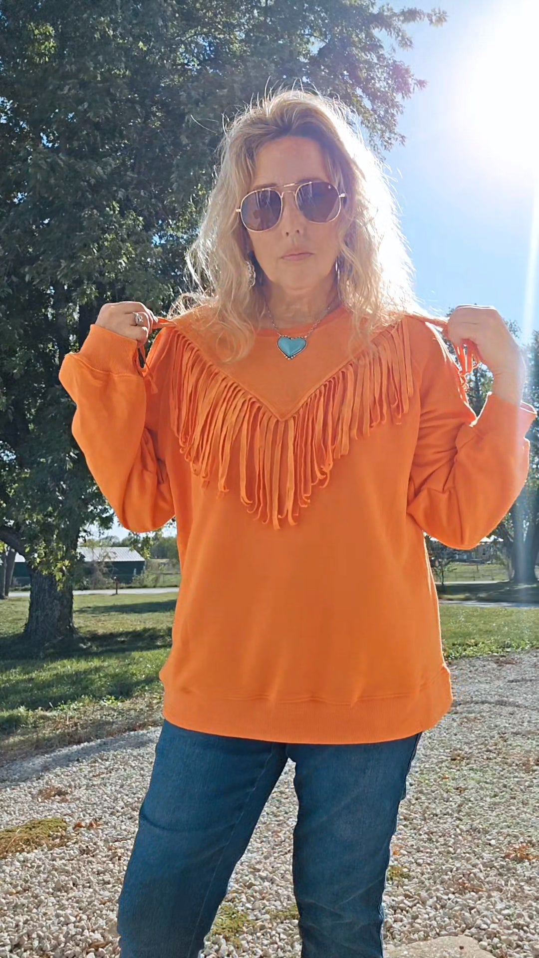 Something in the Orange Fringe Sweatshirt