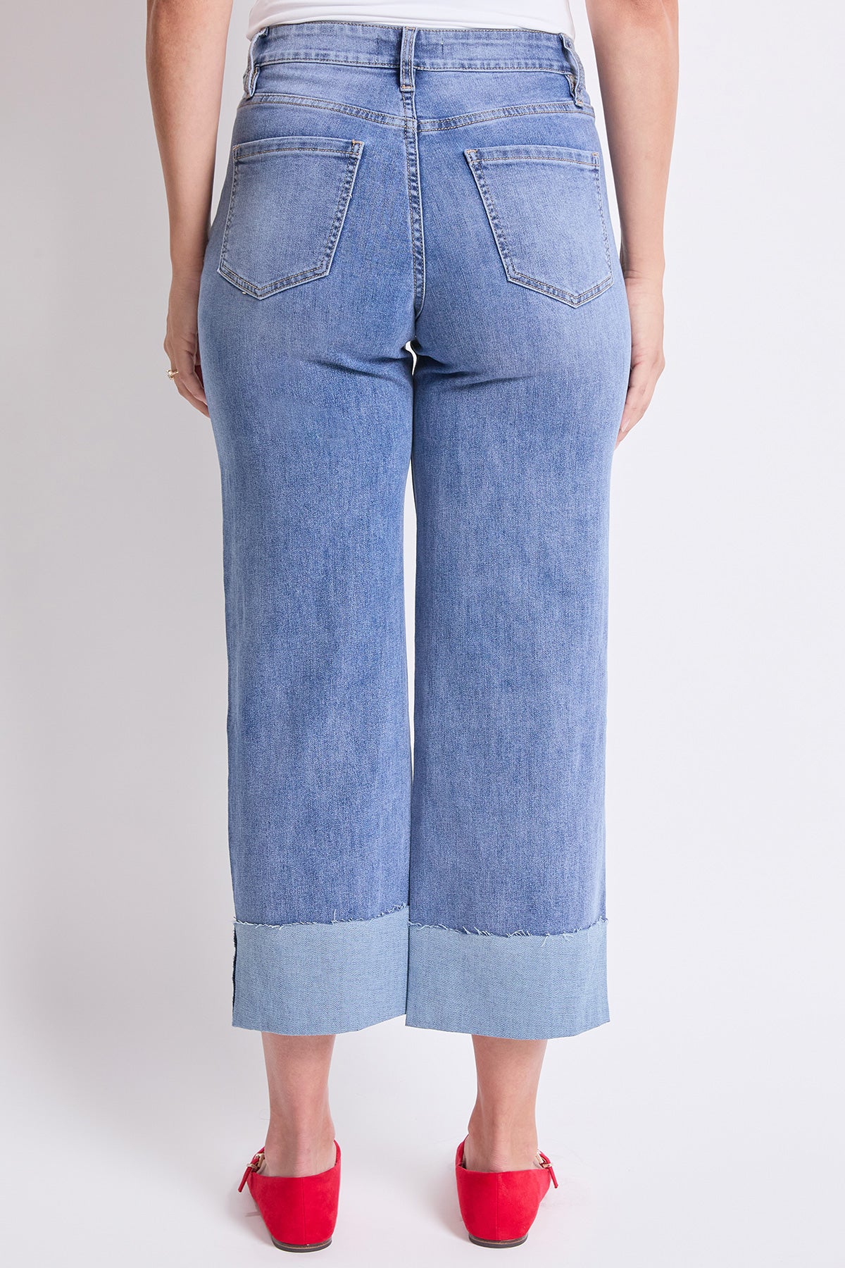 Women's High Rise Raw Mega Cuff Straight  Jeans