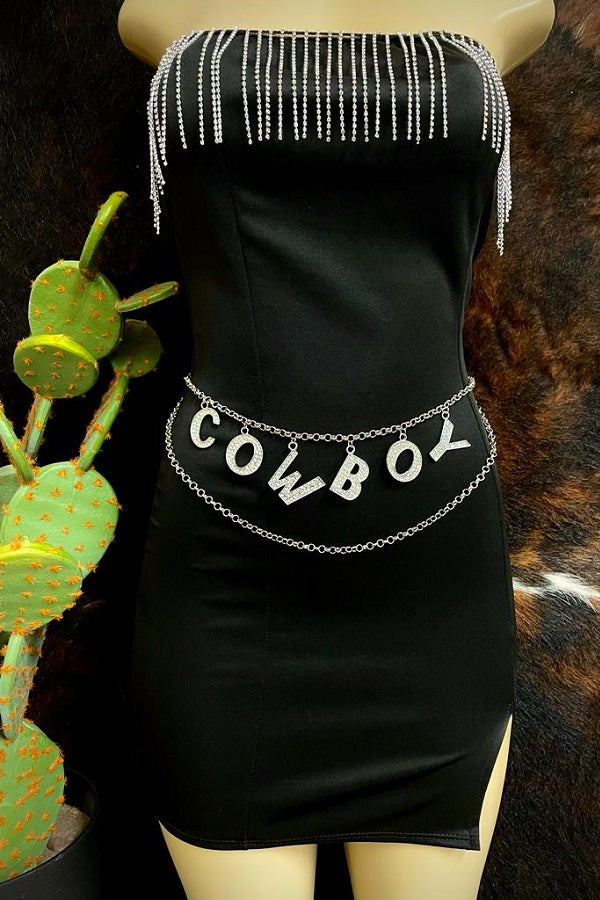 Rhinestone Word Chain Belt Howdy Cowgirl Cowboy Yeehaw