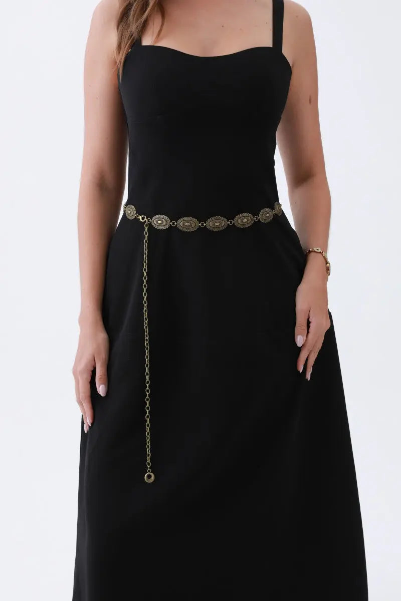 Silver tone Concho Oval Chain Belt