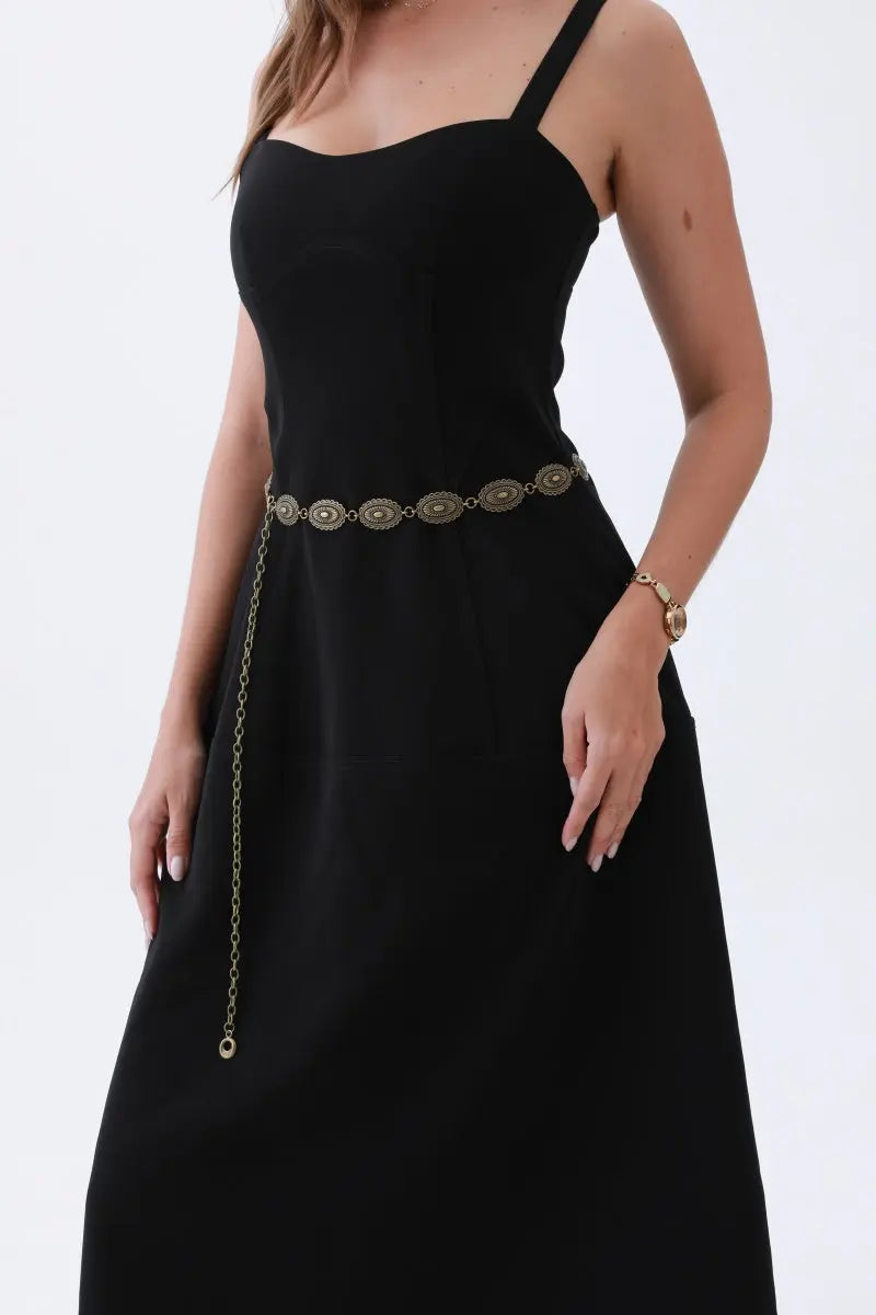 Silver tone Concho Oval Chain Belt