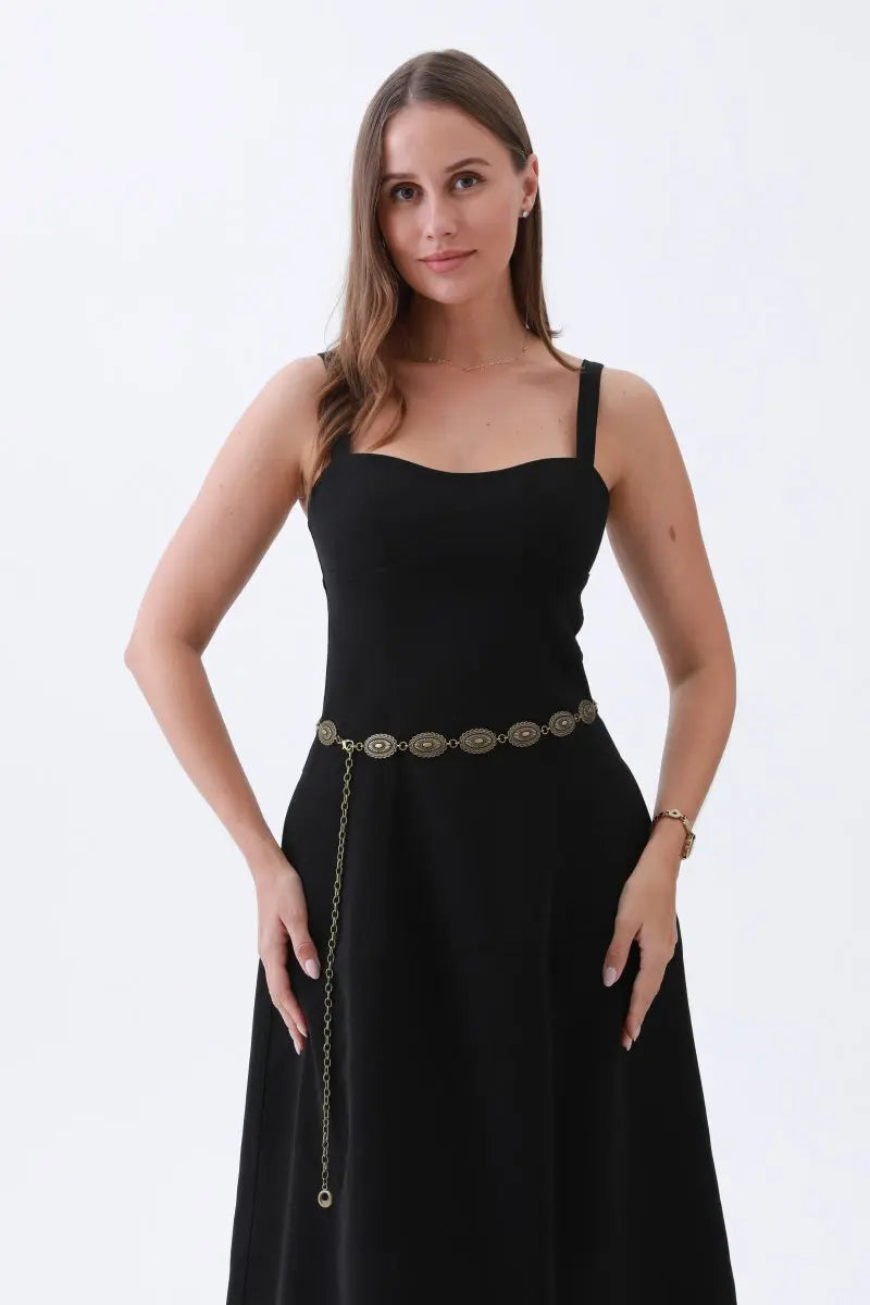 Silver tone Concho Oval Chain Belt