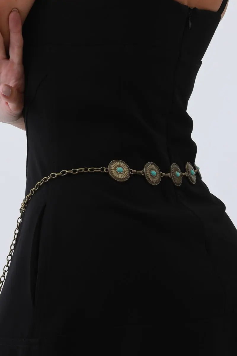 Turquoise Concho Chain Belt