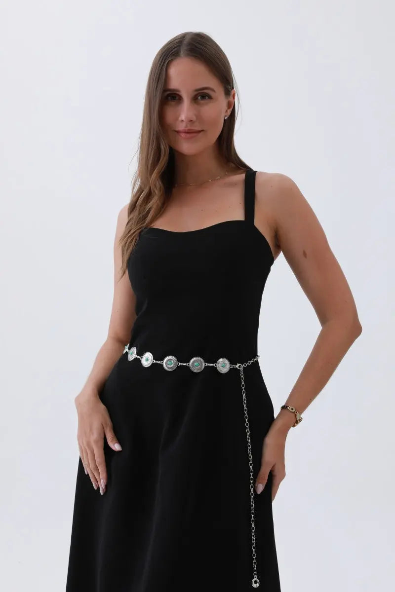 Turquoise Concho Chain Belt