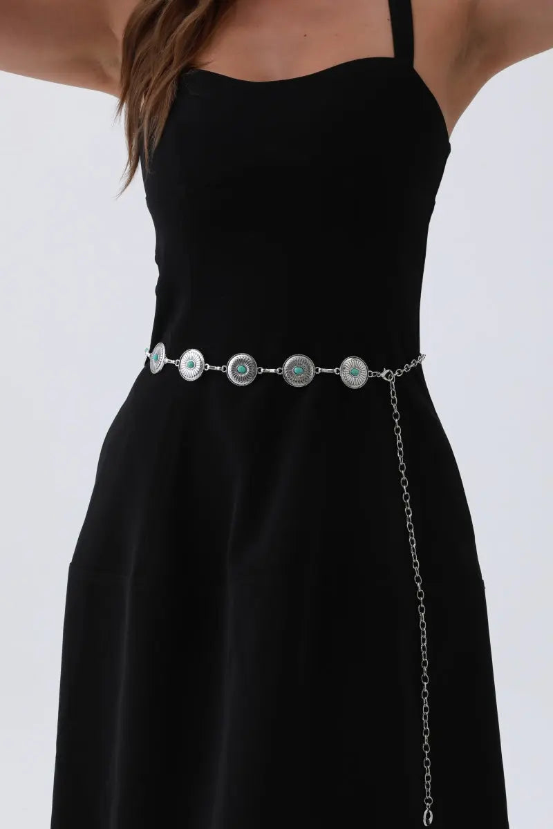 Turquoise Concho Chain Belt