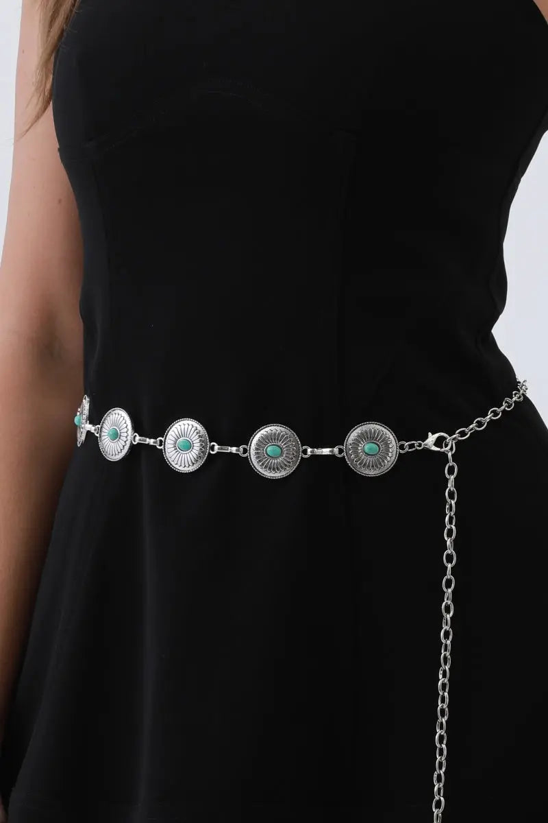 Turquoise Concho Chain Belt