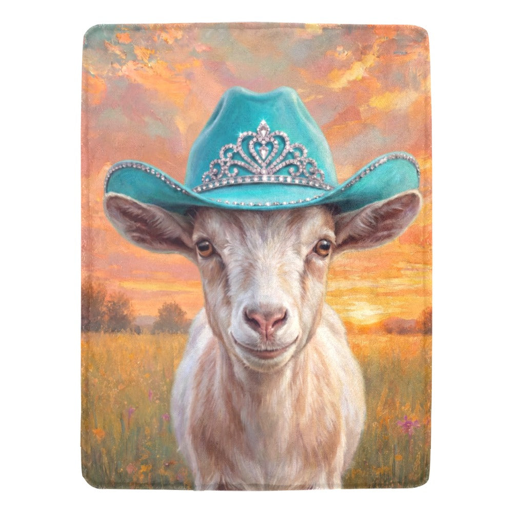 Rhinestone Cowgirl Goat Ultra Soft Minky Fleece Throw Blanket 60" x 80" Made in America
