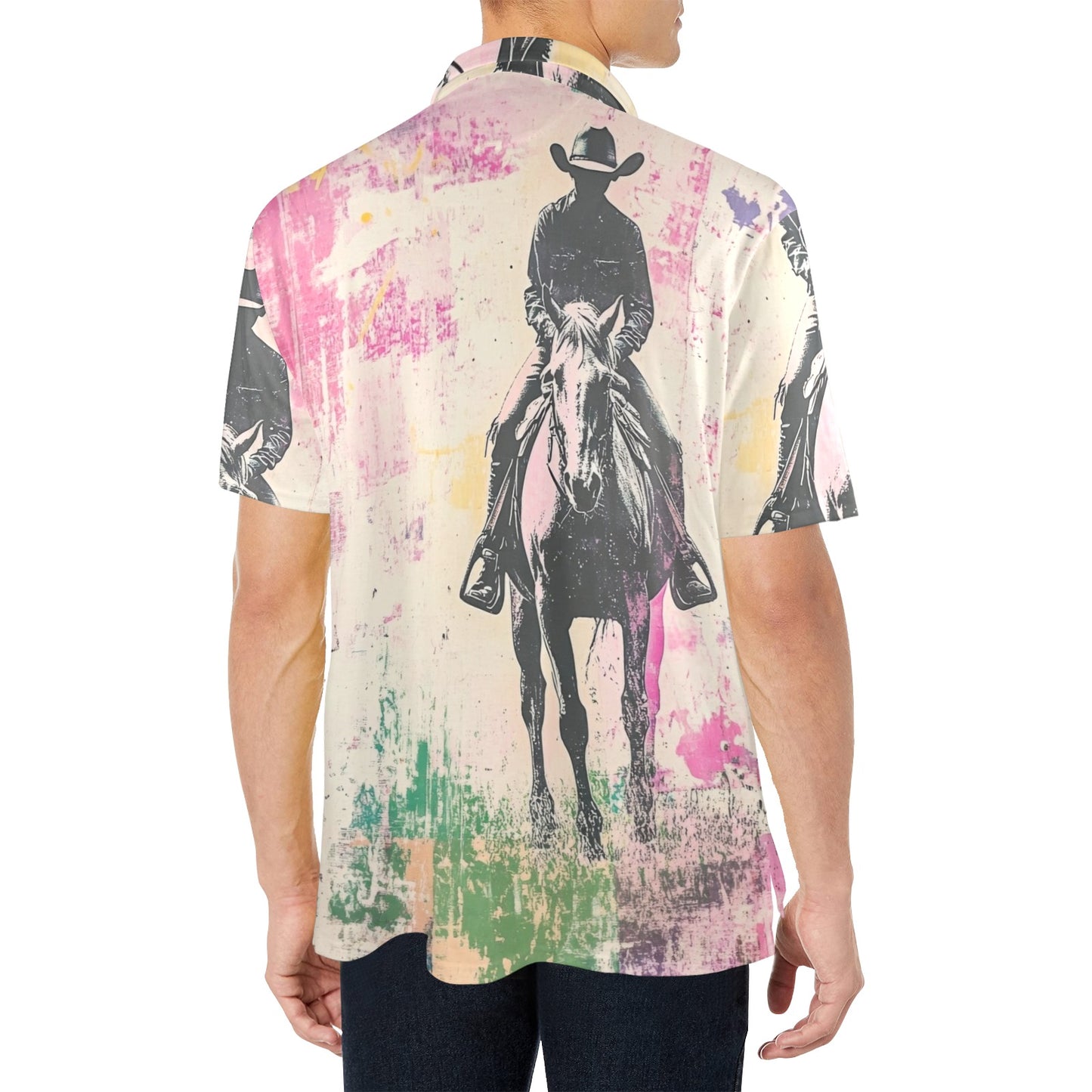 Baha Ranch Retro Pop Western Trail Ride Polo Shirt