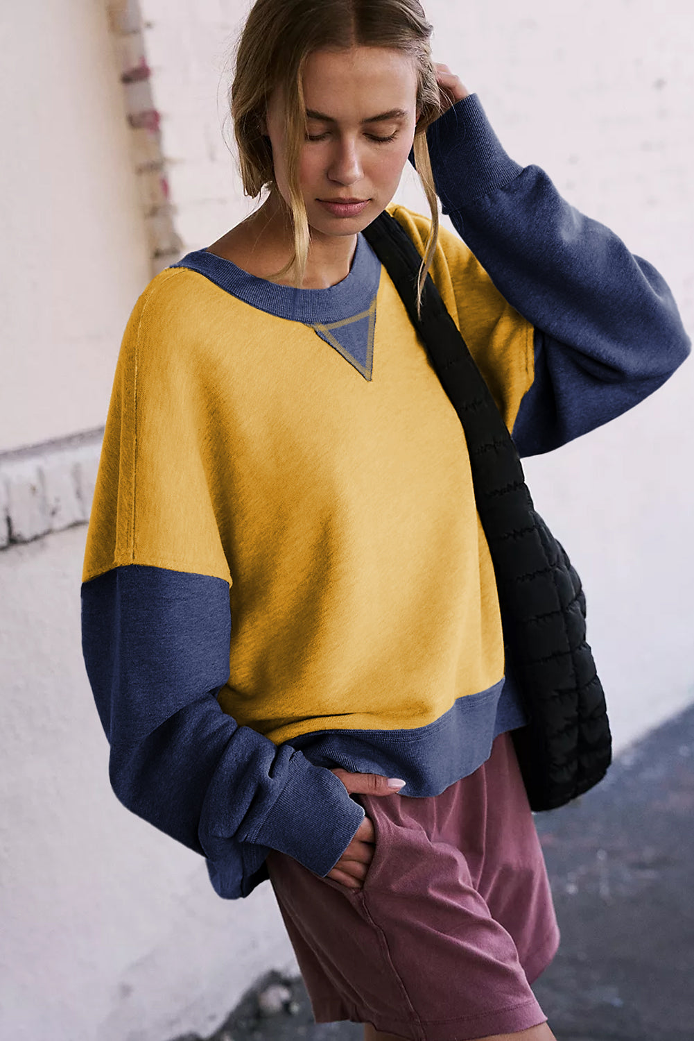 Color Block Round Neck Long Sleeve Sweatshirt choice of colors