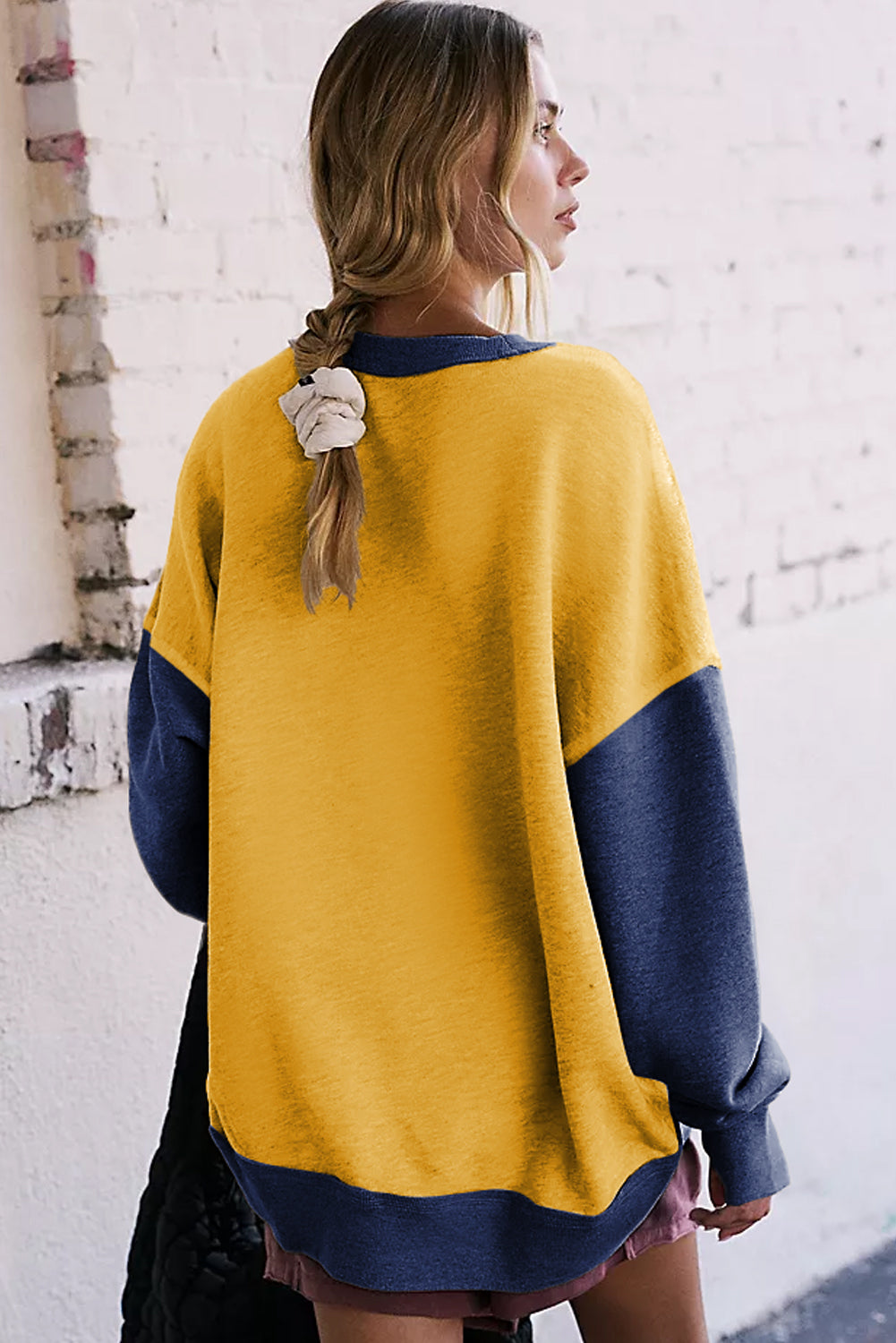 Color Block Round Neck Long Sleeve Sweatshirt choice of colors