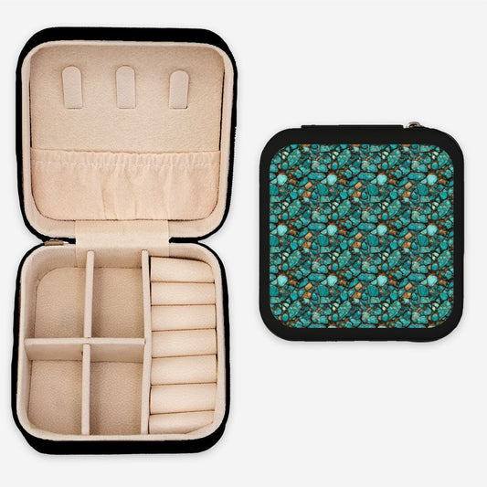All Turquoise Print Jewelry Travel Case