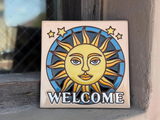 Welcome Sunface Tile | Sun Welcome Sign