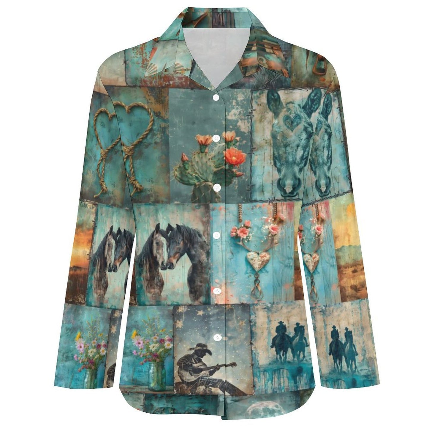 Baha Ranch Turquoise Dreams Western Long Sleeve Top