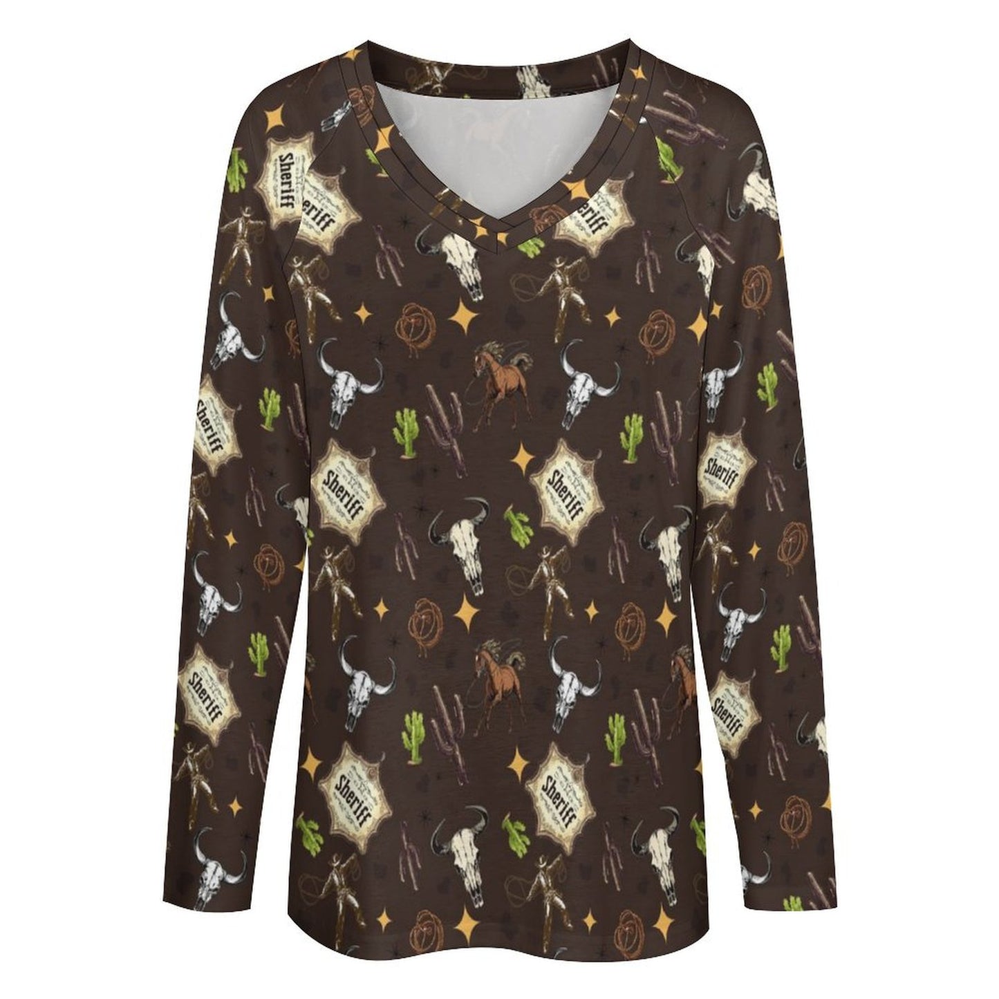 Baha Ranch Western Print Long Sleeve Tee