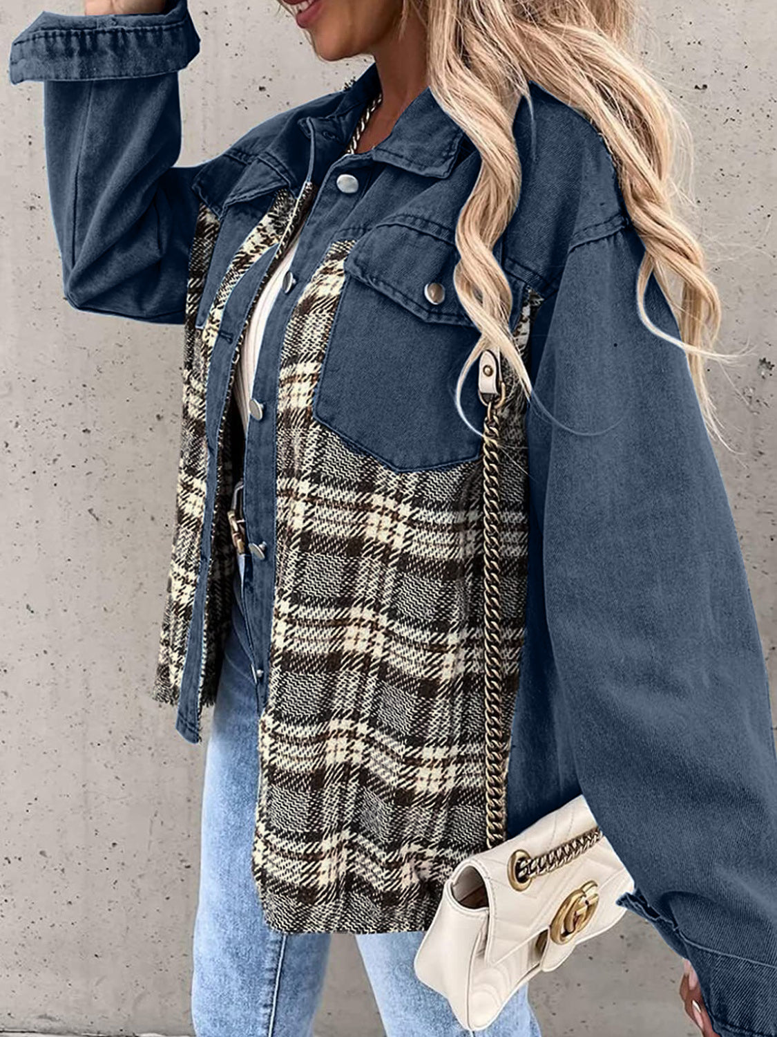 Plaid Button Up Dropped Shoulder Shacket Jacket Choice of colors