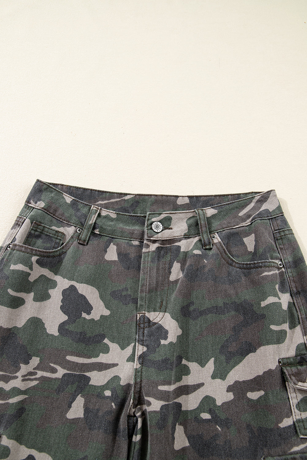 Camo Denim Cargo Wide Leg Pants choice of colors