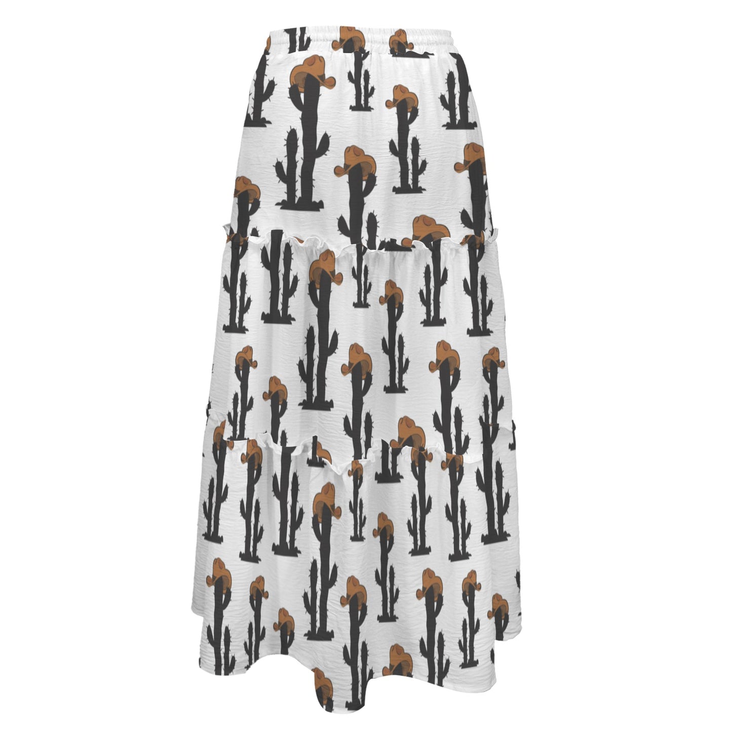Baha Ranch Western Cactus Tiered Prairie Maxi Skirt