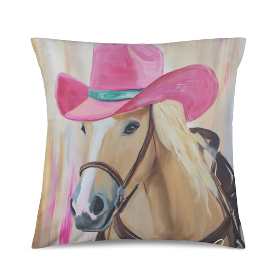 Baha Ranch Cowgirl Horse Velvety Soft Throw Pillow Case Made in America