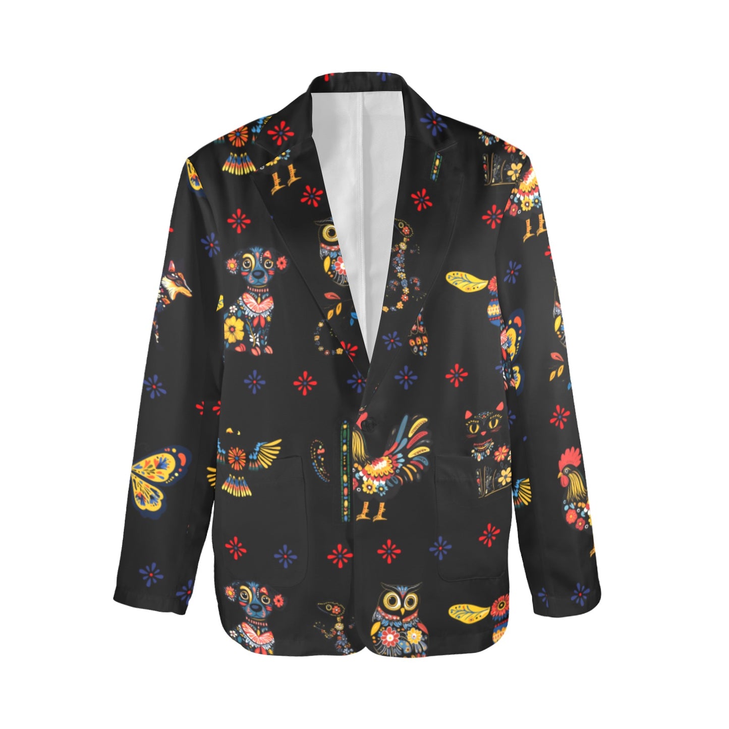 Colores de Mexico Mexican Talavera Animals Floral Women's Blazer