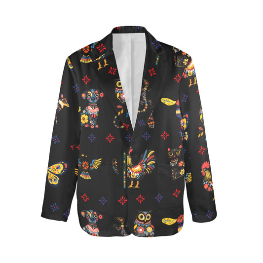 Colores de Mexico Mexican Talavera Animals Floral Women's Blazer