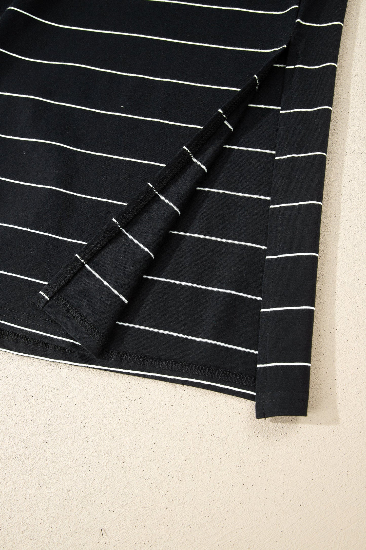 Stripe Short Sleeve Side Slit Maxi Dress