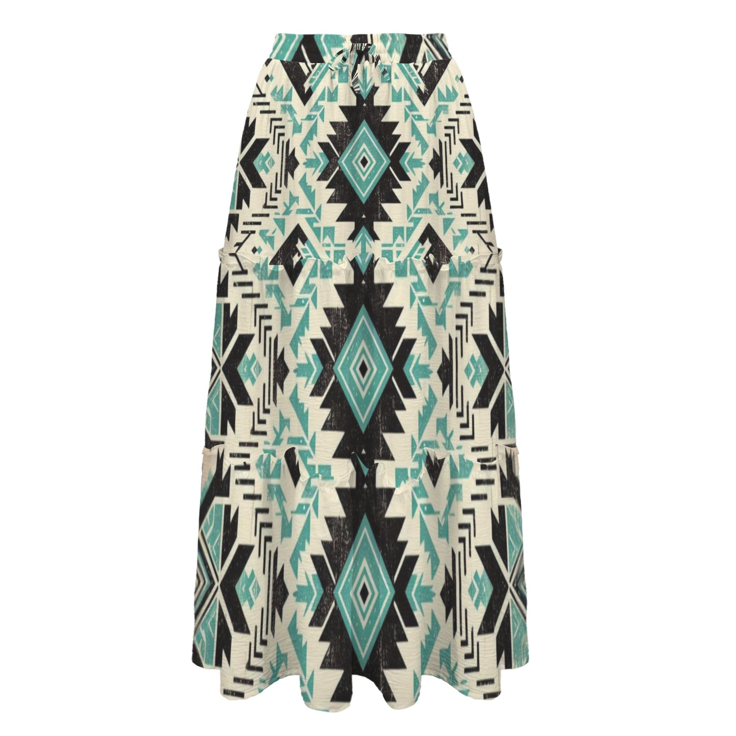 Baha Ranch San Angelo Aztec Tiered Prairie Maxi Skirt
