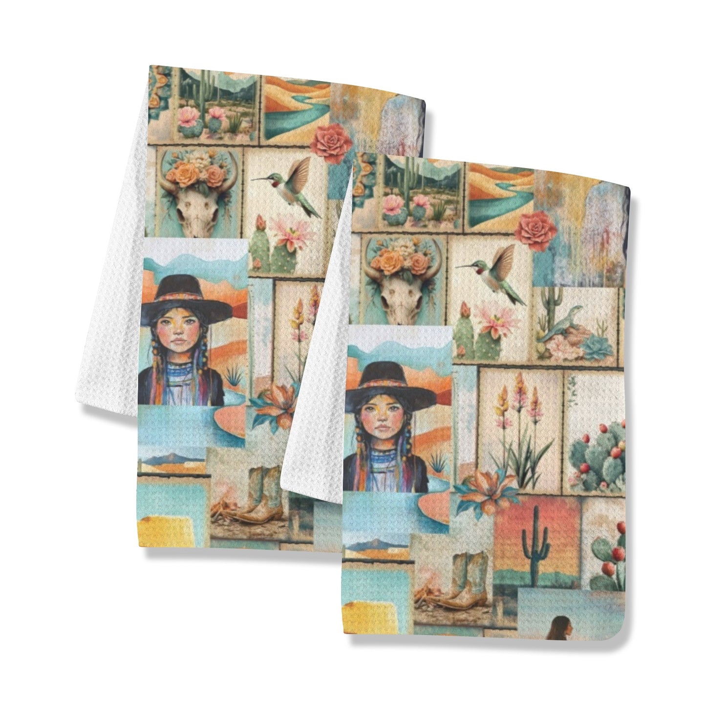 Colores de Mexico Pictures of the Southwest Set of 2 Dish Towels Made in America