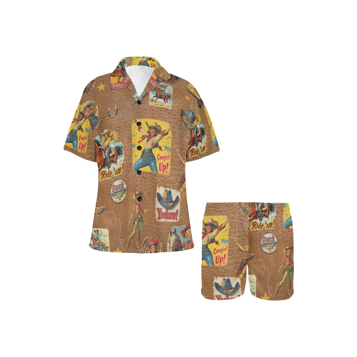 Vintage Cowgirl Collage Pajama Set