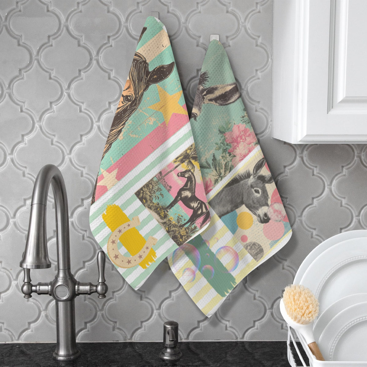 Baha Ranch Horse & Donkey Set of 2 Kitchen Towels Made in America