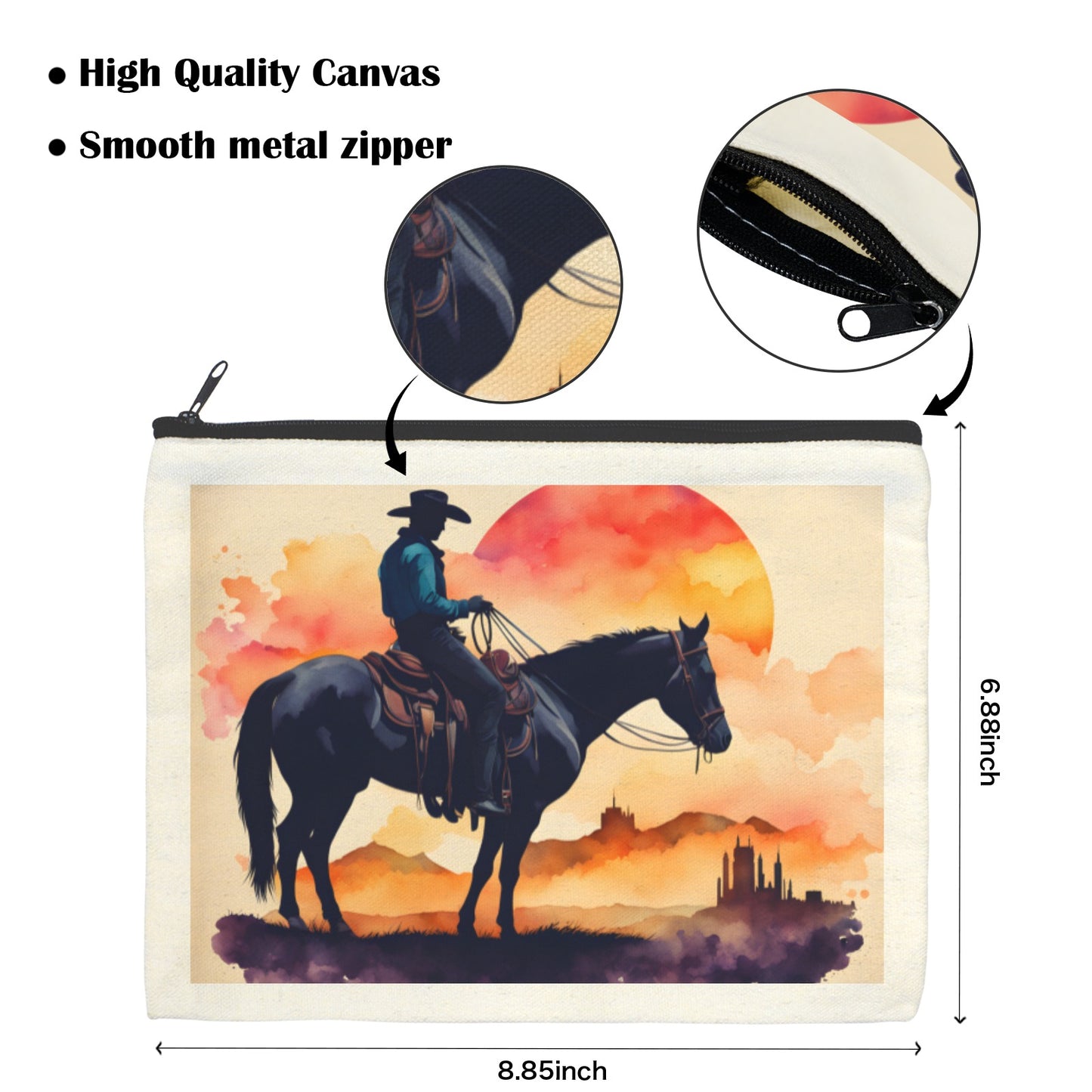 Water Color Cowboy Cosmetic Bag Pack of 5 Made in America