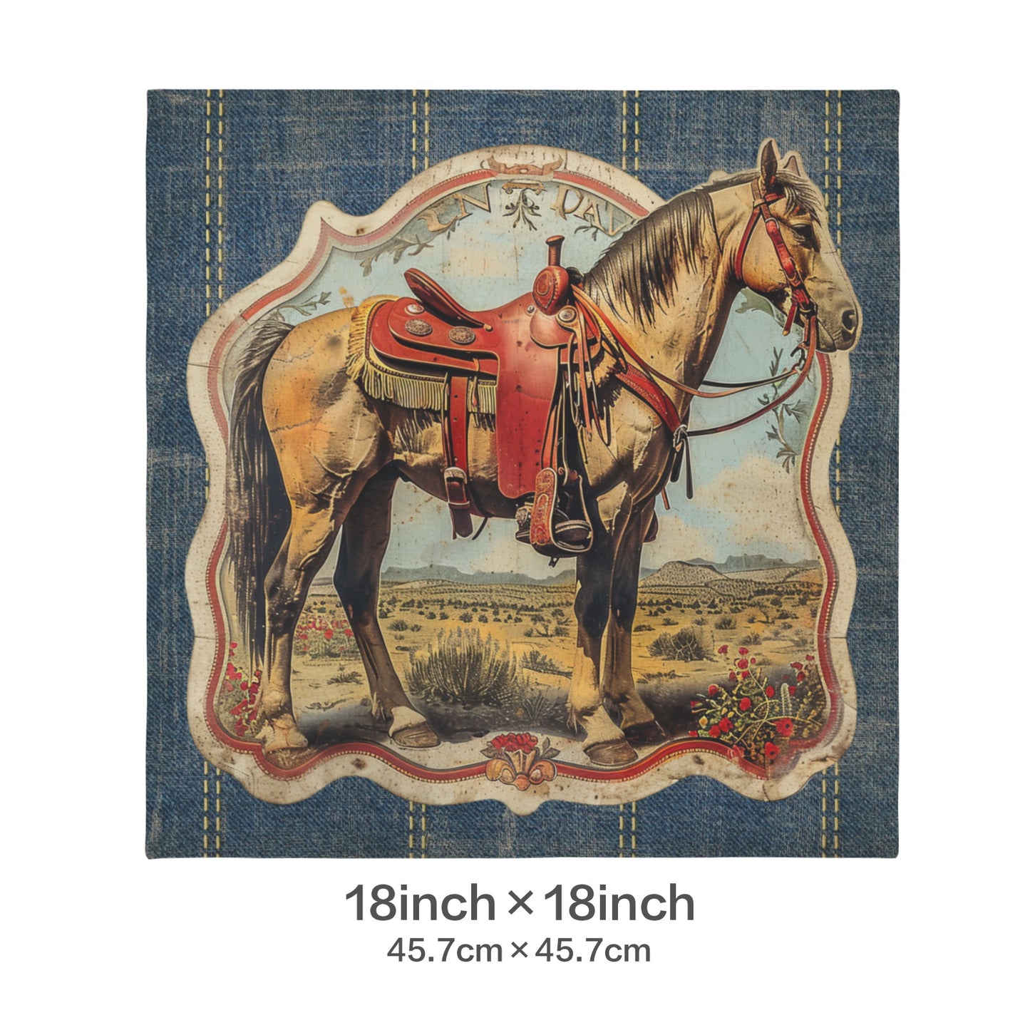 Baha Ranch Vintage Horse Velvety Soft Pillow Case Made in America
