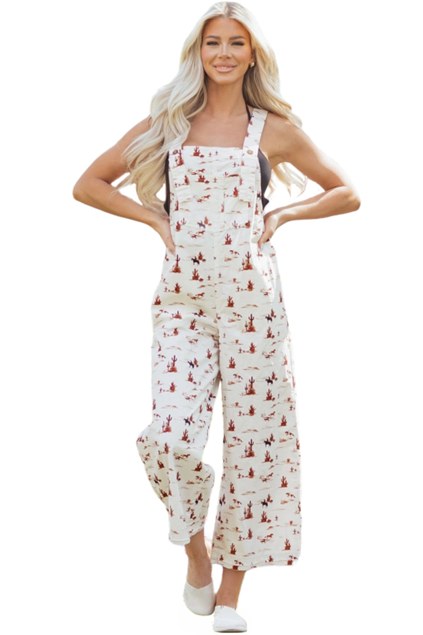 Western Adjustable Buttoned Strap Dungaree Jumpsuit