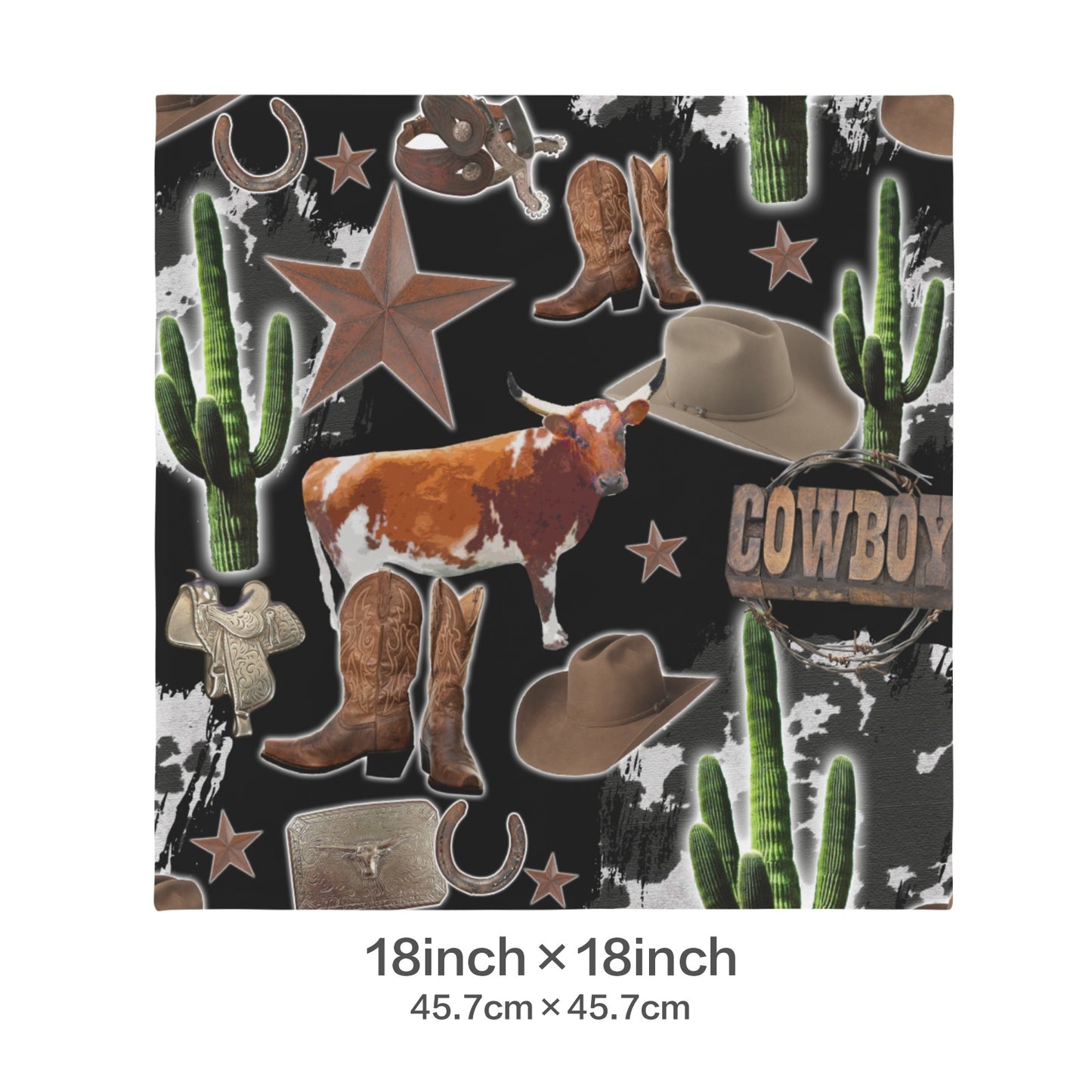 Baha Ranch Cowboy Collage Velvety Soft Throw Pillow Case Made in America