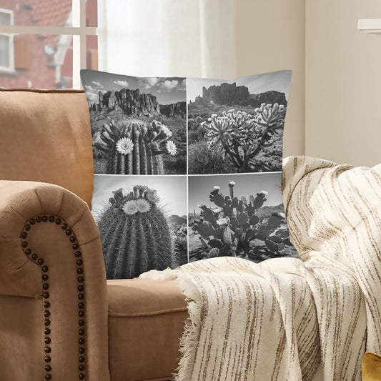 Baha Ranch Black White Cactus Velvety Soft Pillow Case Made in America