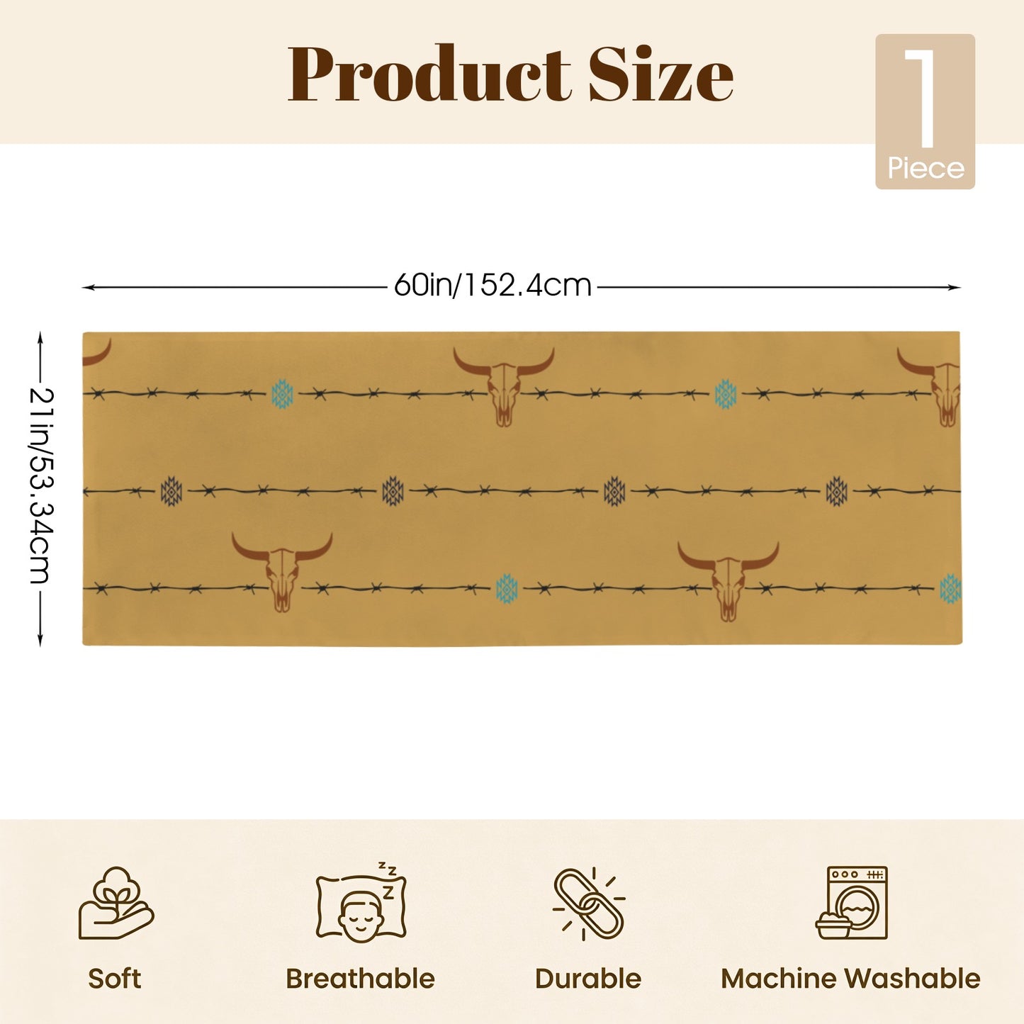 Baha Ranch Barbwire Longhorn Body Pillow Made in America